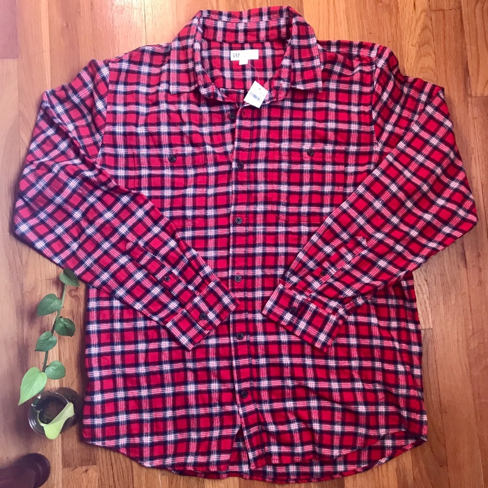 NWT Gap Long Sleeve Plaid Flannel Standard Fit